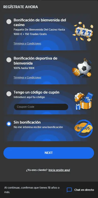 Registro en Slotimo Casino