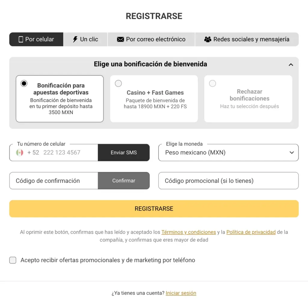 registro melbet login