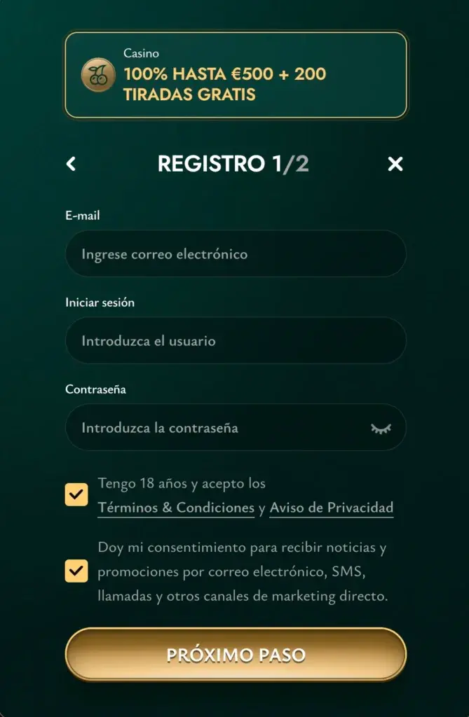 registro cashed casino