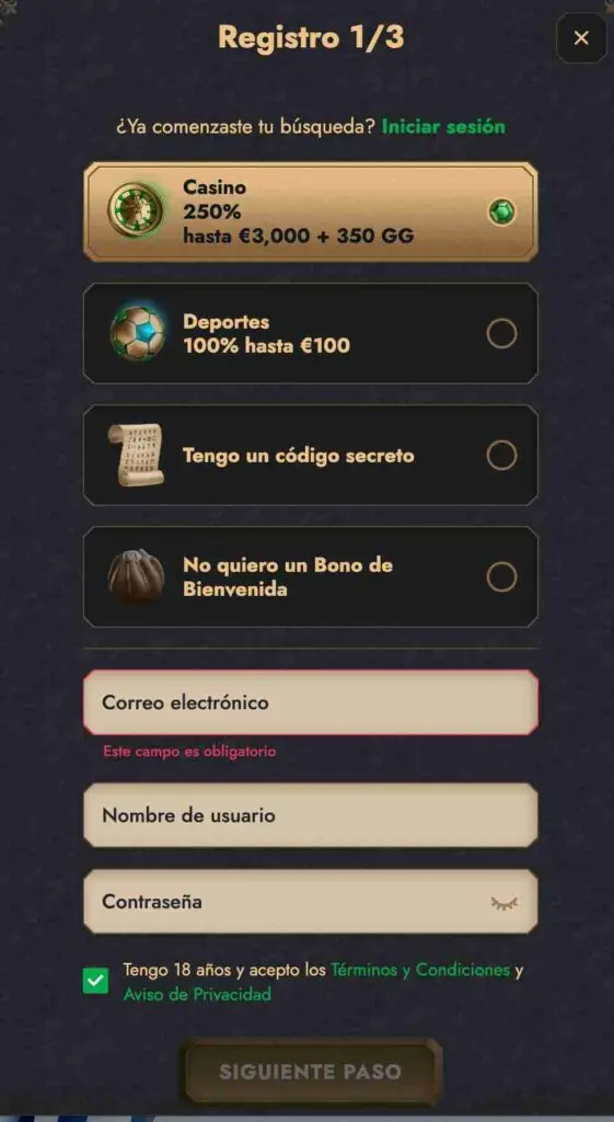 registro herospin login